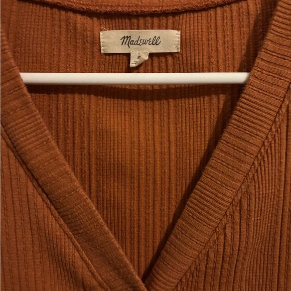 Madewell Ribbed Cardigan Twin Set in Afterglow Red - Picture 5 of 7